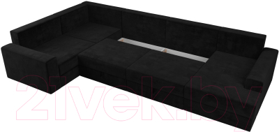 Диван П-образный Лига Диванов Майами П 93 левый (велюр черный)