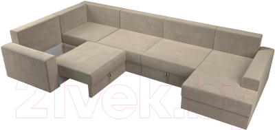 Диван П-образный Лига Диванов Майами П 93 левый (микровельвет бежевый)