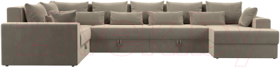 Диван П-образный Лига Диванов Майами П 93 левый (микровельвет бежевый)