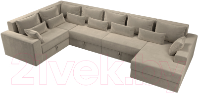 Диван П-образный Лига Диванов Майами П 93 левый (микровельвет бежевый)