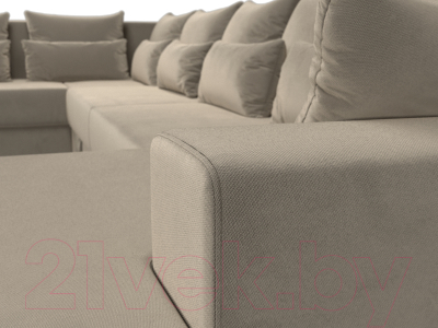 Диван П-образный Лига Диванов Майами П 93 левый (микровельвет бежевый)