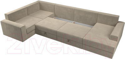 Диван П-образный Лига Диванов Майами П 93 левый (микровельвет бежевый)