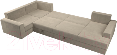Диван П-образный Лига Диванов Майами П 93 левый (микровельвет бежевый)