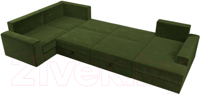 Диван П-образный Лига Диванов Майами П 93 левый (микровельвет зеленый)