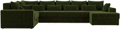 Диван П-образный Лига Диванов Майами П 93 левый (микровельвет зеленый)