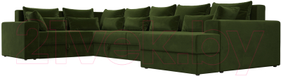 Диван П-образный Лига Диванов Майами П 93 левый (микровельвет зеленый)