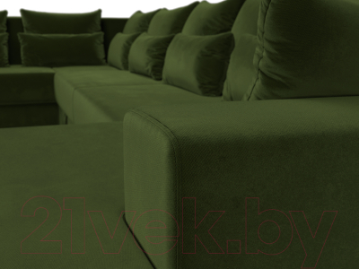 Диван П-образный Лига Диванов Майами П 93 левый (микровельвет зеленый)
