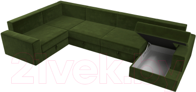 Диван П-образный Лига Диванов Майами П 93 левый (микровельвет зеленый)