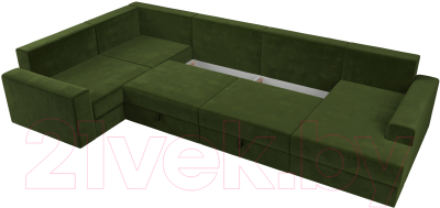 Диван П-образный Лига Диванов Майами П 93 левый (микровельвет зеленый)