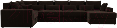 Диван П-образный Лига Диванов Майами П 93 левый (микровельвет коричневый)