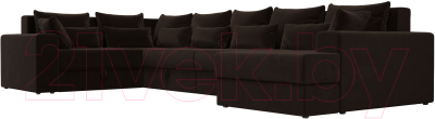 Диван П-образный Лига Диванов Майами П 93 левый (микровельвет коричневый)