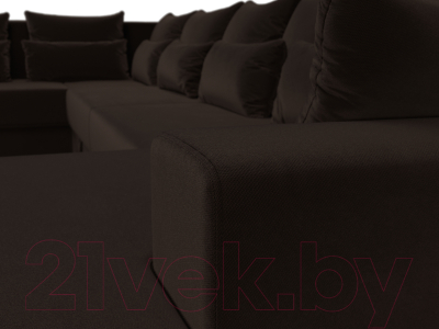 Диван П-образный Лига Диванов Майами П 93 левый (микровельвет коричневый)