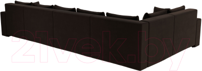 Диван П-образный Лига Диванов Майами П 93 левый (микровельвет коричневый)