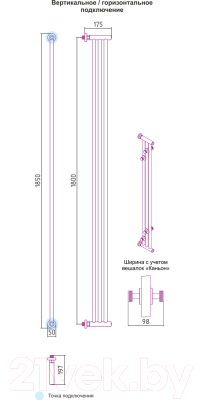 Полотенцесушитель водяной Сунержа Хорда 180x19.5 / 00-4124-1800