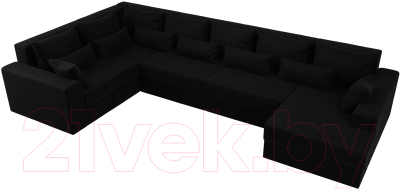Диван П-образный Лига Диванов Майами П 93 левый (микровельвет черный)