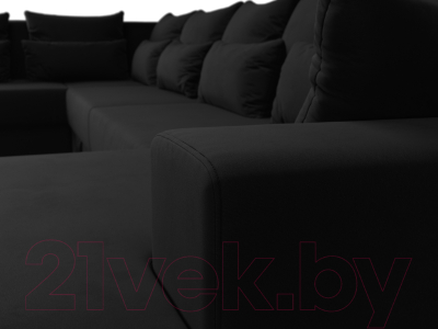 Диван П-образный Лига Диванов Майами П 93 левый (микровельвет черный)
