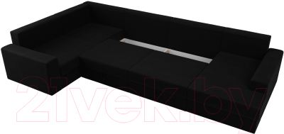 Диван П-образный Лига Диванов Майами П 93 левый (микровельвет черный)