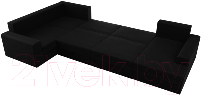 Диван П-образный Лига Диванов Майами П 93 левый (микровельвет черный)