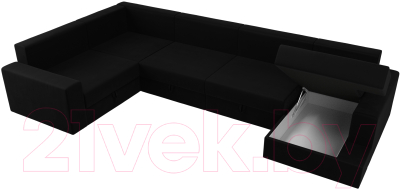 Диван П-образный Лига Диванов Майами П 93 левый (микровельвет черный)