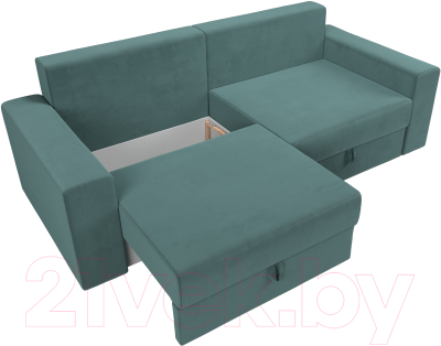 Диван Лига Диванов Майами 128 (велюр бирюзовый)