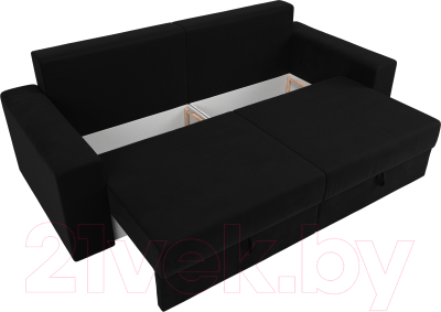Диван Лига Диванов Майами 128 (микровельвет черный)