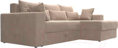 Диван угловой Лига Диванов Майами 15 правый (велюр бежевый)