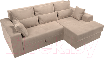 Диван угловой Лига Диванов Майами 15 правый (велюр бежевый)