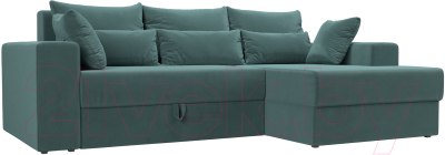 Диван угловой Лига Диванов Майами 15 правый (велюр бирюза) - фото