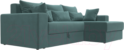 Диван угловой Лига Диванов Майами 15 правый (велюр бирюза)