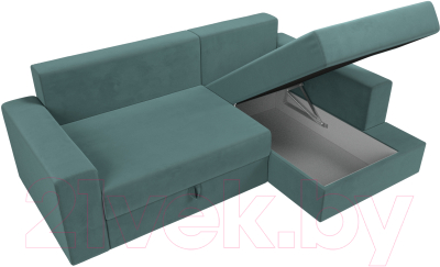 Диван угловой Лига Диванов Майами 15 правый (велюр бирюза)