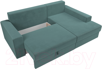 Диван угловой Лига Диванов Майами 15 правый (велюр бирюза)