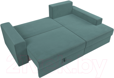 Диван угловой Лига Диванов Майами 15 правый (велюр бирюза)