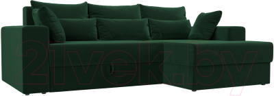 Диван угловой Лига Диванов Майами 15 правый (велюр зеленый) - фото