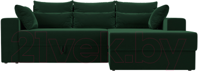 Диван угловой Лига Диванов Майами 15 правый (велюр зеленый)