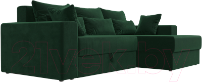 Диван угловой Лига Диванов Майами 15 правый (велюр зеленый)