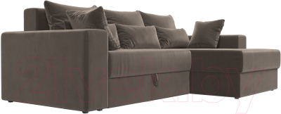 Диван угловой Лига Диванов Майами 15 правый (велюр коричневый)