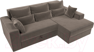 Диван угловой Лига Диванов Майами 15 правый (велюр коричневый)