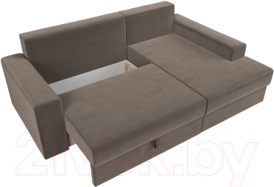 Диван угловой Лига Диванов Майами 15 правый (велюр коричневый)