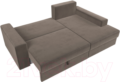 Диван угловой Лига Диванов Майами 15 правый (велюр коричневый)