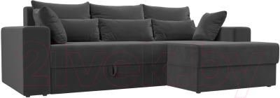 Диван угловой Лига Диванов Майами 15 правый (велюр серый) - фото