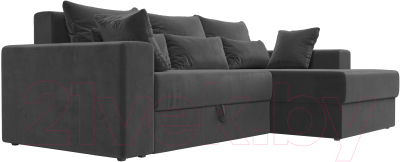 Диван угловой Лига Диванов Майами 15 правый (велюр серый)