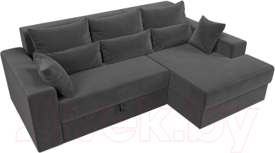 Диван угловой Лига Диванов Майами 15 правый (велюр серый)