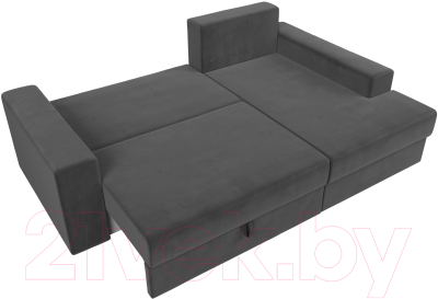 Диван угловой Лига Диванов Майами 15 правый (велюр серый)
