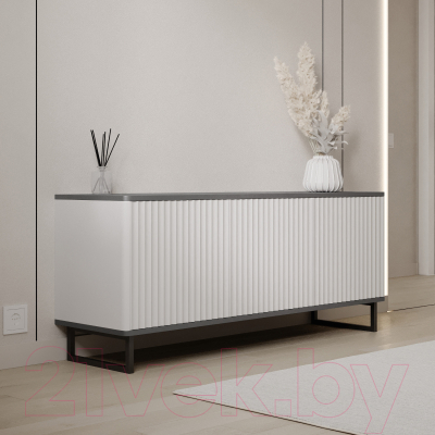 Тумба Shtabe Royal ТВ 5041 эко (белый/металл бруклин/черный)