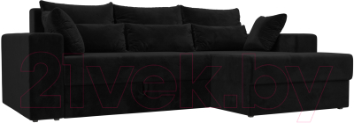 Диван угловой Лига Диванов Майами 15 правый (велюр черный) - фото