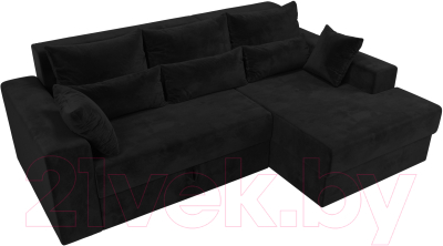 Диван угловой Лига Диванов Майами 15 правый (велюр черный)