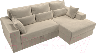 Диван угловой Лига Диванов Майами 15 правый (микровельвет бежевый)