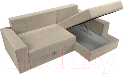 Диван угловой Лига Диванов Майами 15 правый (микровельвет бежевый)