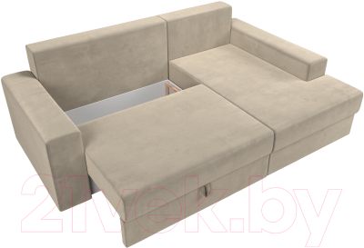 Диван угловой Лига Диванов Майами 15 правый (микровельвет бежевый)