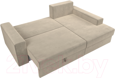 Диван угловой Лига Диванов Майами 15 правый (микровельвет бежевый)